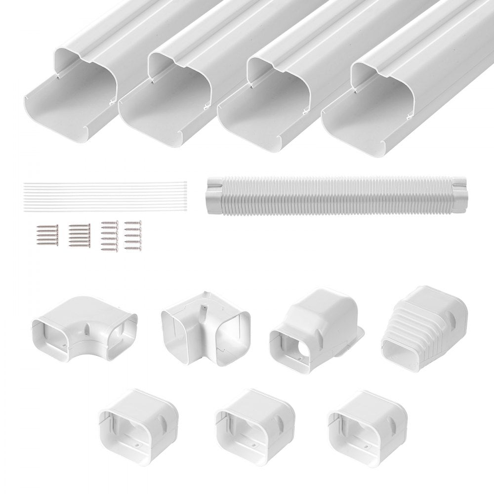 VEVOR Mini Split Line Set Cover 3-inch W 15.8Ft L, PVC Decorative Pipe Line Cover For Air Conditioner with 4 Straight