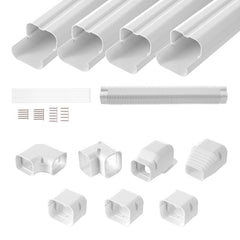 VEVOR Mini Split Line Set Cover 3-inch W 15.8Ft L, PVC Decorative Pipe Line Cover For Air Conditioner with 4 Straight