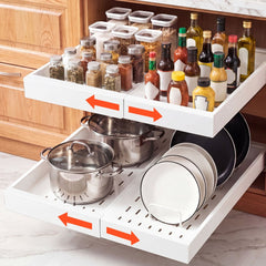 VEVOR Pull Out Cabinet Organizer, 2 Pack Expandable Width (12.2"-18.9"), 20.47" Deep Pull Out Drawers for Cabinets