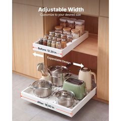 VEVOR Pull Out Cabinet Organizer, 4 Pack Expandable Width (12.2"-18.9"), 20.47" Deep Pull Out Drawers for Cabinets