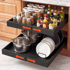 VEVOR Pull Out Cabinet Organizer, 2 Pack Expandable Width (12.2"-18.9"), 20.47" Deep Pull Out Drawers for Cabinets