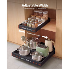 VEVOR Pull Out Cabinet Organizer, 4 Pack Expandable Width (12.2"-18.9"), 20.47" Deep Pull Out Drawers for Cabinets