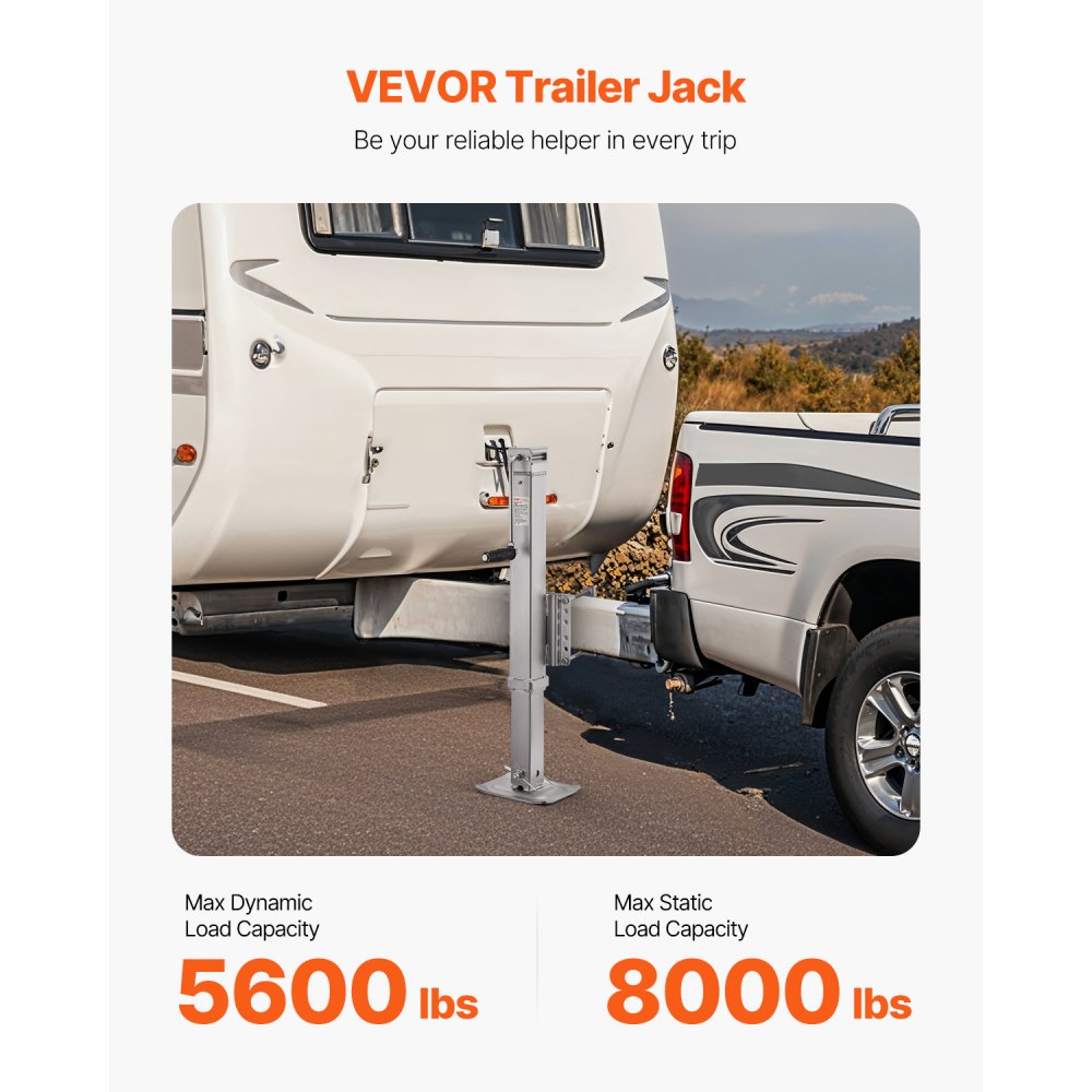 VEVOR Trailer Jack, 8000 lbs Static Load Capacity, Heavy Duty Swivel Bolt-on Trailer Jack, 28.5" Lift Trailer Jack