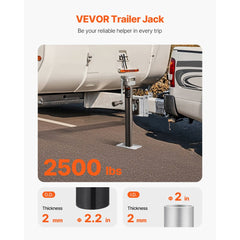 VEVOR Trailer Jack, 2500 lbs Dynamic Load Capacity, Heavy Duty Swivel Bolt-on Trailer Jack with Ergonomic Handle