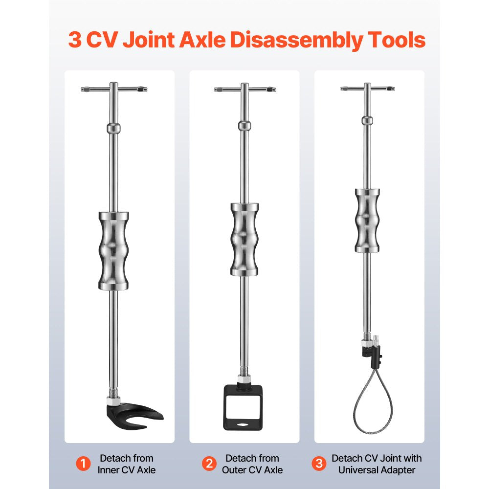 VEVOR Inner CV Axle Puller Tool Set with 5/8 in-18 Slide Hammer & 2-Inch 2.5-Inch CV Joint Fork Adapter, Inner CV Joint