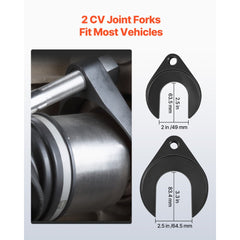 VEVOR Inner CV Axle Puller Tool Set with 5/8 in-18 Slide Hammer & 2-Inch 2.5-Inch CV Joint Fork Adapter, Inner CV Joint