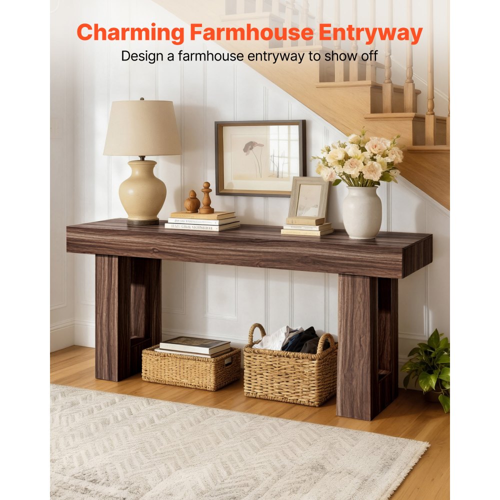 VEVOR 63 in Console Table, Farmhouse Desk Behind the Couch, Wooden Rectangle Entrance Desk, Narrow Long Sofa Table