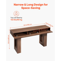 VEVOR 63 in Console Table, Farmhouse Desk Behind the Couch, Wooden Rectangle Entrance Desk, Narrow Long Sofa Table