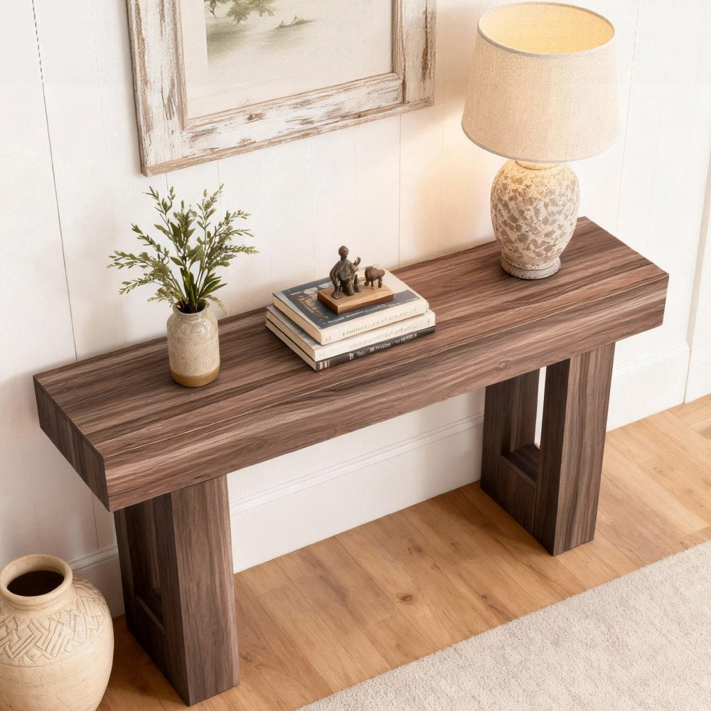 VEVOR 63 in Console Table, Farmhouse Desk Behind the Couch, Wooden Rectangle Entrance Desk, Narrow Long Sofa Table