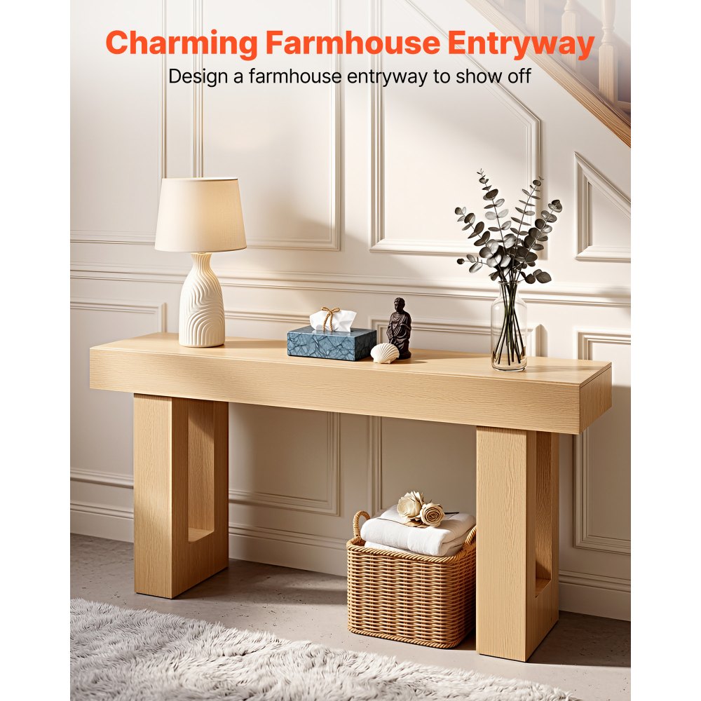 VEVOR 63 in Console Table, Farmhouse Desk Behind the Couch, Wooden Rectangle Entrance Desk, Narrow Long Sofa Table