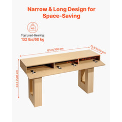 VEVOR 63 in Console Table, Farmhouse Desk Behind the Couch, Wooden Rectangle Entrance Desk, Narrow Long Sofa Table