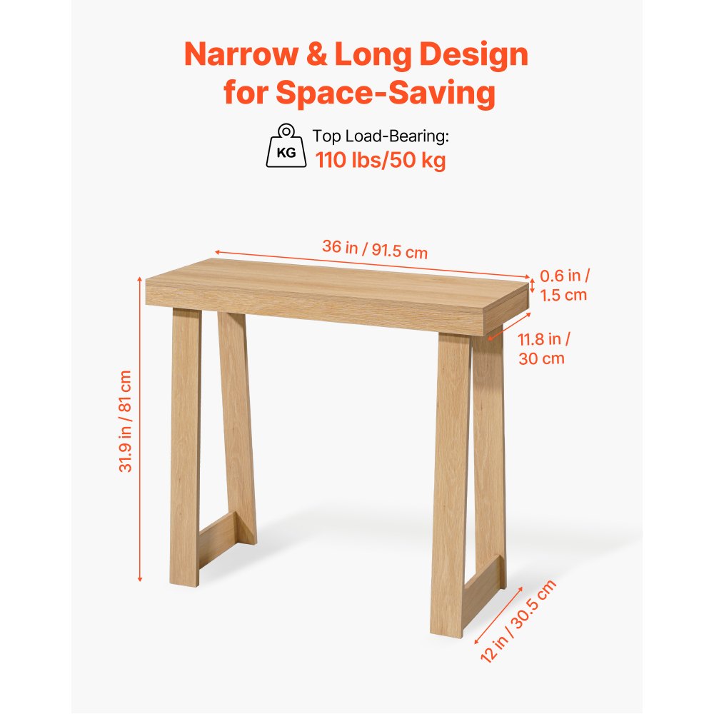 VEVOR 36 in Console Table, Modern Desk Behind the Couch, Wooden Rectangle Entrance Desk, Narrow Long Sofa Table Accent