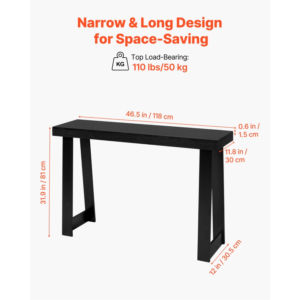 VEVOR 46 in Console Table, Modern Desk Behind the Couch, Wooden Rectangle Entrance Desk, Narrow Long Sofa Table Accent