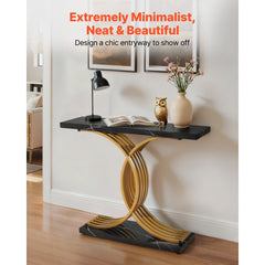 VEVOR 39 in Gold Console Table, Modern Desk Behind the Couch, Wood Rectangle Entrance Desk, Narrow Long Sofa Table