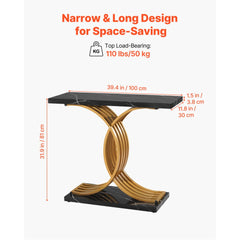 VEVOR 39 in Gold Console Table, Modern Desk Behind the Couch, Wood Rectangle Entrance Desk, Narrow Long Sofa Table