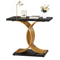 VEVOR 39 in Gold Console Table, Modern Desk Behind the Couch, Wood Rectangle Entrance Desk, Narrow Long Sofa Table