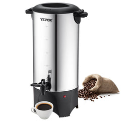 VEVOR Commercial Coffee Urn, 50 Cups Stainless Steel Large Coffee Dispenser, 1000W 110V Electric Coffee Maker Urn For