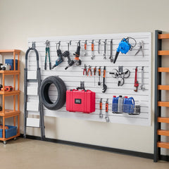VEVOR Slat Wall Paneling, 8 x 4 ft, PVC Garage Slatwall with Modular Design, White Slat Wall Easy-to-Install Adjustable