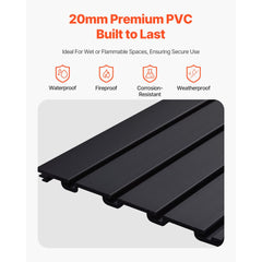 VEVOR Slat Wall Paneling, 8 x 4 ft, PVC Garage Slatwall with Modular Design, Black Slat Wall Easy-to-Install Adjustable