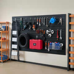 VEVOR Slat Wall Paneling, 8 x 4 ft, PVC Garage Slatwall with Modular Design, Black Slat Wall Easy-to-Install Adjustable