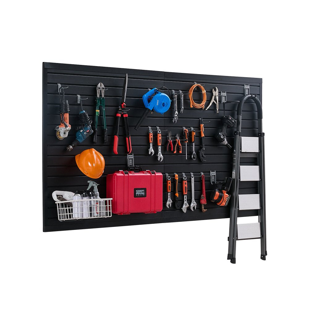 VEVOR Slat Wall Paneling, 8 x 4 ft, PVC Garage Slatwall with Modular Design, Black Slat Wall Easy-to-Install Adjustable
