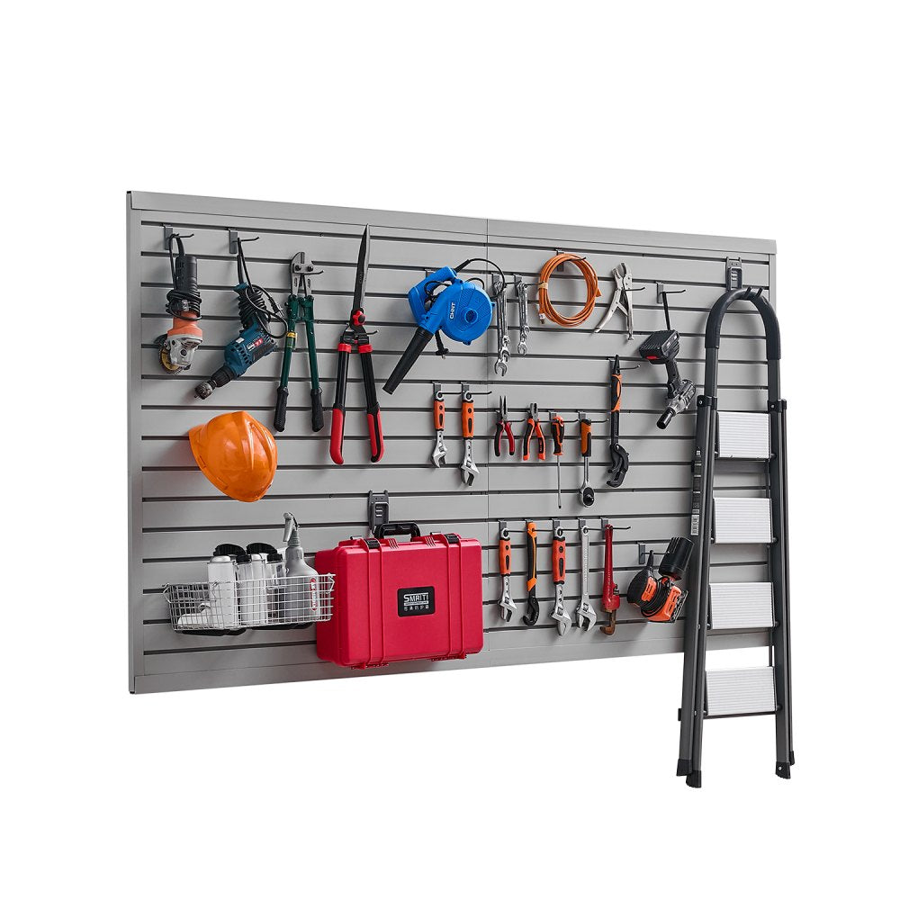 VEVOR Slat Wall Paneling, 8 x 4 ft, PVC Garage Slatwall with Modular Design, Grey Slat Wall Easy-to-Install Adjustable