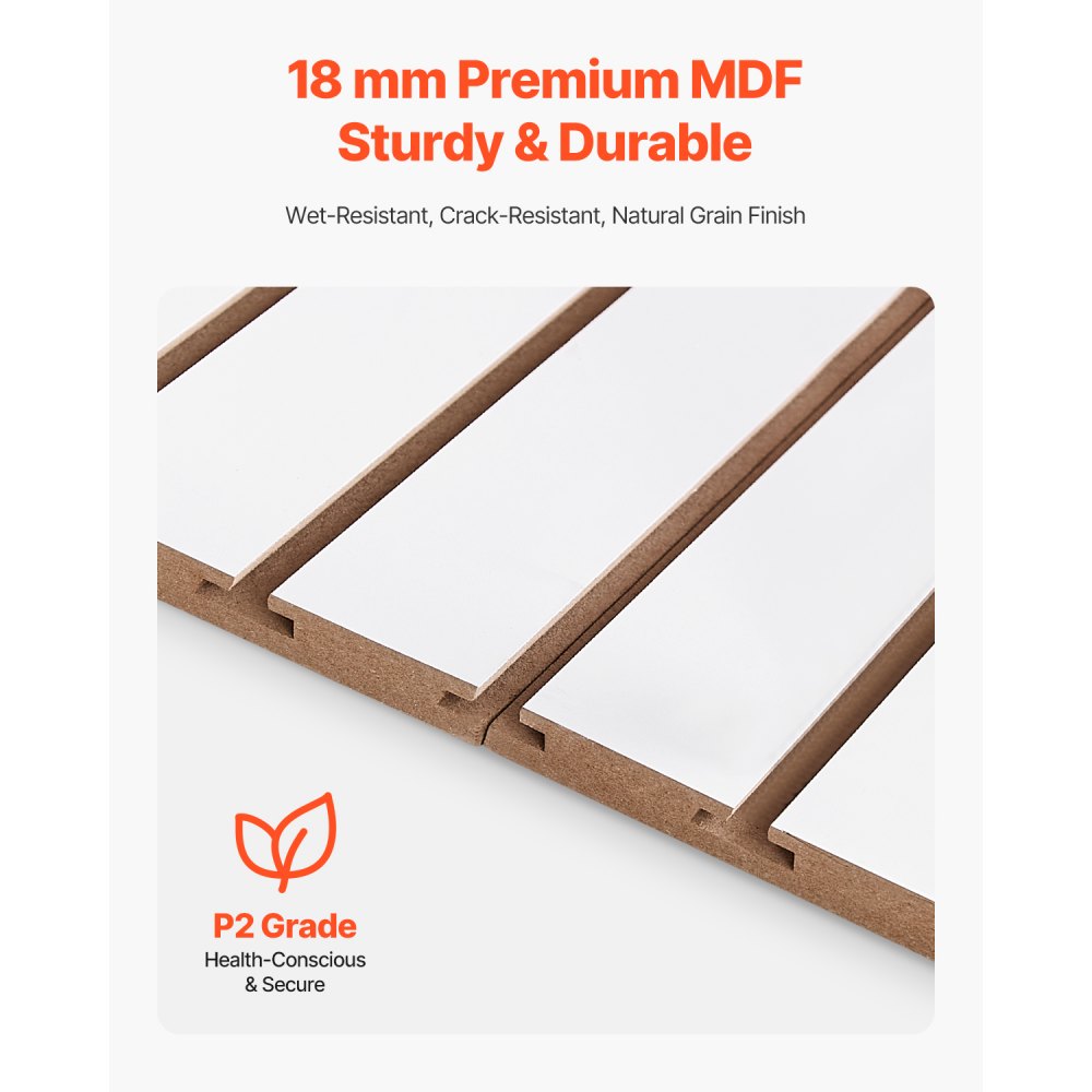 VEVOR Slat Wall Paneling, 4 x 4 ft, MDF Garage Slatwall with Modular Design, White Slat Wall Easy-to-Install Adjustable