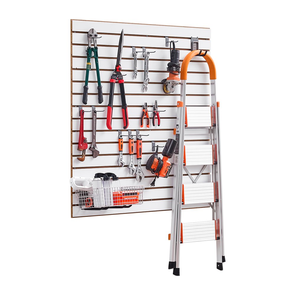 VEVOR Slat Wall Paneling, 4 x 4 ft, MDF Garage Slatwall with Modular Design, White Slat Wall Easy-to-Install Adjustable