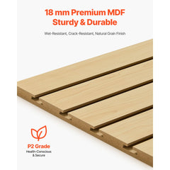 VEVOR Slat Wall Paneling, 4 x 4ft, MDF Garage Slatwall with Modular Design, Natural Slat Wall Easy-to-Install