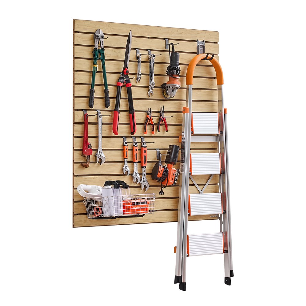 VEVOR Slat Wall Paneling, 4 x 4ft, MDF Garage Slatwall with Modular Design, Natural Slat Wall Easy-to-Install