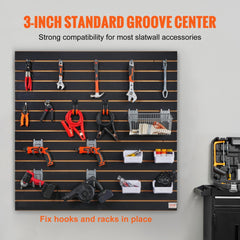 VEVOR Slatwall Panels, 4 ft x 2 ft Black Garage Wall Panels 24"H x 48"L (Set of 2 Panels), Heavy Duty Garage Wall