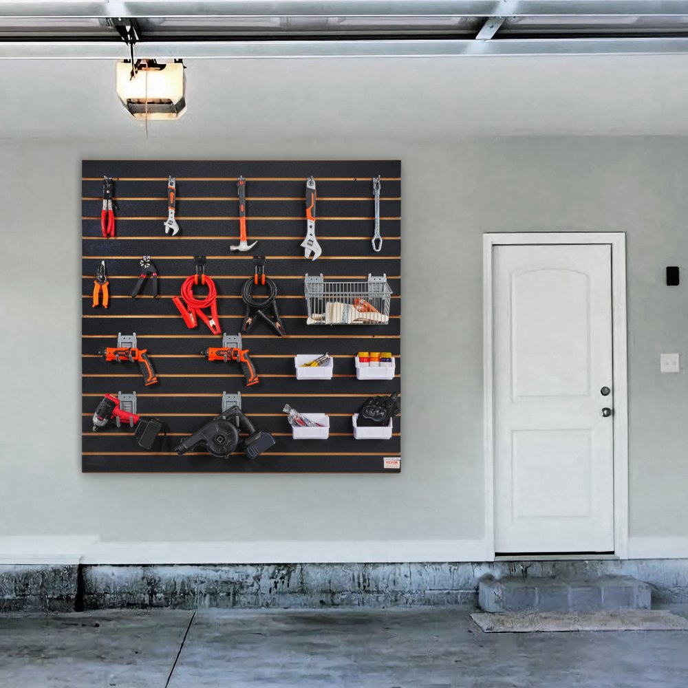 VEVOR Slatwall Panels, 4 ft x 2 ft Black Garage Wall Panels 24"H x 48"L (Set of 2 Panels), Heavy Duty Garage Wall