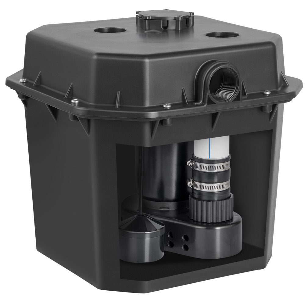 VEVOR Utility Sink Pump, 1/2 HP, 120-Volt, 3500 GPH Flow, 28 ft Head, Under-Sink Sump Pump System with 6 Gallon Basin