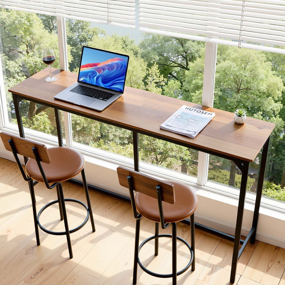 VEVOR Bar Table, 1PCS 63″ Kitchen Bar Table, Tall Dining Tables with Rounded Edge, Rectangular High Top Kitchen Tables
