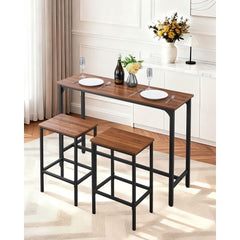 VEVOR Bar Table, 3PCS 47″ Bars Tables Set, Bar Tables and Chair Set with Rounded Edge Design, Rectangular Pub Table
