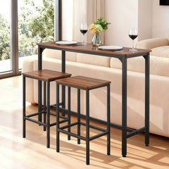 VEVOR Bar Table, 3PCS 47″ Bars Tables Set, Bar Tables and Chair Set with Rounded Edge Design, Rectangular Pub Table