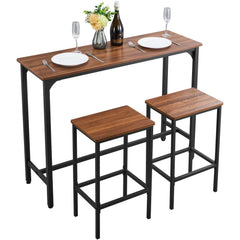 VEVOR Bar Table, 3PCS 47″ Bars Tables Set, Bar Tables and Chair Set with Rounded Edge Design, Rectangular Pub Table