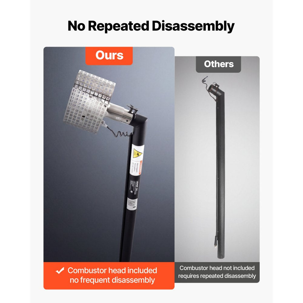 VEVOR 3FT Extension Pole for Heat Gun, Only Compatible with DR.Shrink Propane Heat Guns, Extended Reach Rod for Fast