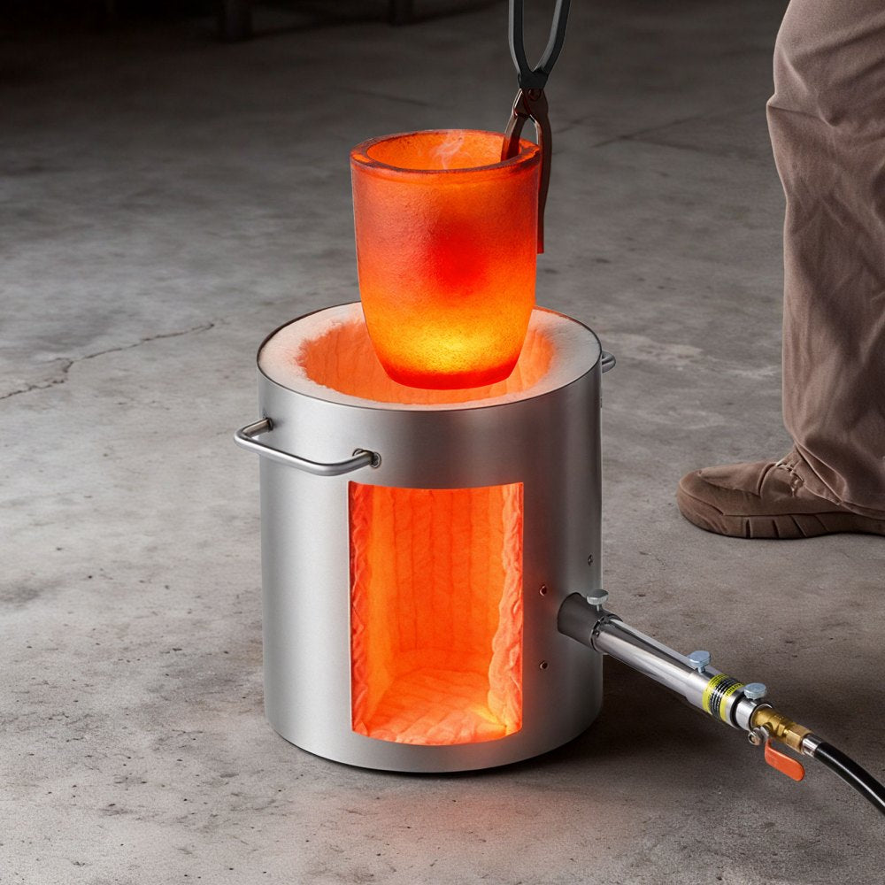 VEVOR Propane Melting Furnace Kit, 8KG/18lbs Gas Metal Melting Furnace Kit, Foundry Home Kiln with Crucible, Tongs