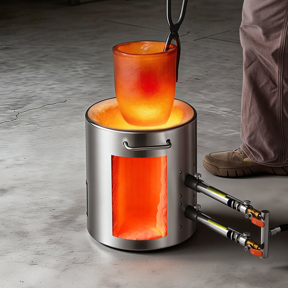 VEVOR Propane Melting Furnace Kit, 12KG Large Capacity Foundry Home Kilns,Stainless Steel Smelter, Blacksmithing Forge