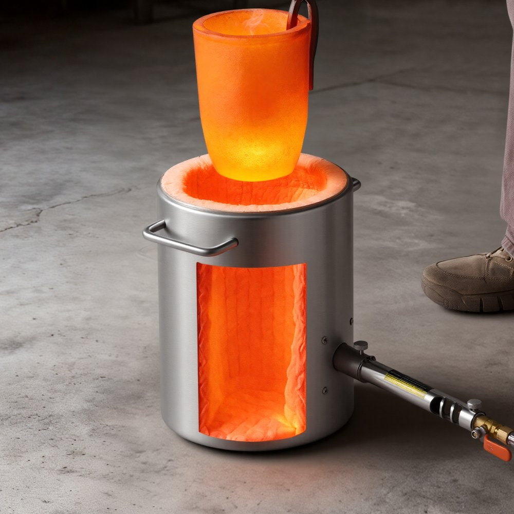 VEVOR 6KG Propane Melting Furnace Kit, Large Capacity Foundry Home Kilns, Blacksmithing Forge with Crucible & Tongs