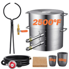 VEVOR Propane Melting Furnace Kit, 16KG/35lbs Gas Metal Melting Furnace Kit, Dual Burner Foundry Home Kiln with