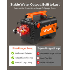 VEVOR Electric Pressure Washer, 1958 Max PSI 2.5 Max GPM, Portable Power Washer with 4 Nozzles, Metal Extension Wand