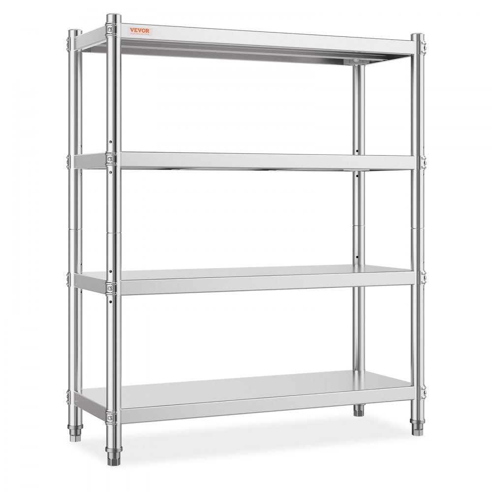 VEVOR Stainless Steel Shelving 46.8x18.5 Inch 4 Tier Adjustable Shelf Storage Unit Stainless Steel Heavy Duty Shelving
