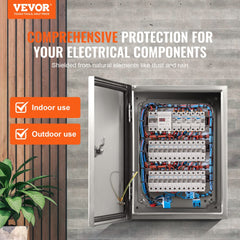 VEVOR Steel Electrical Box, 16"x 12"x 6", 304 Stainless Steel Electrical Enclosure Box, Wall-Mounted Outdoor Electrical