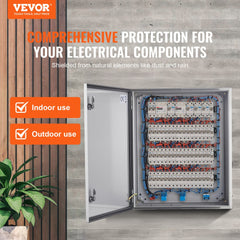 VEVOR Steel Electrical Box, 24"x 20"x 8", 304 Stainless Steel Electrical Enclosure Box, Wall-Mounted Outdoor Electrical