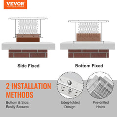VEVOR Chimney Cap, 12 x 12 inch, 304 Stainless Steel Fireplace Chimney Cover, Not Easily Toppled & Practical