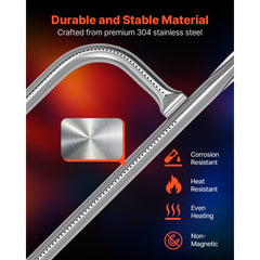 VEVOR Grill Burner Tube for Weber Q100, Q120, Q1000, Q1200, Baby Q Gas Grills, 17 inch 304 Stainless Steel Tube Burner
