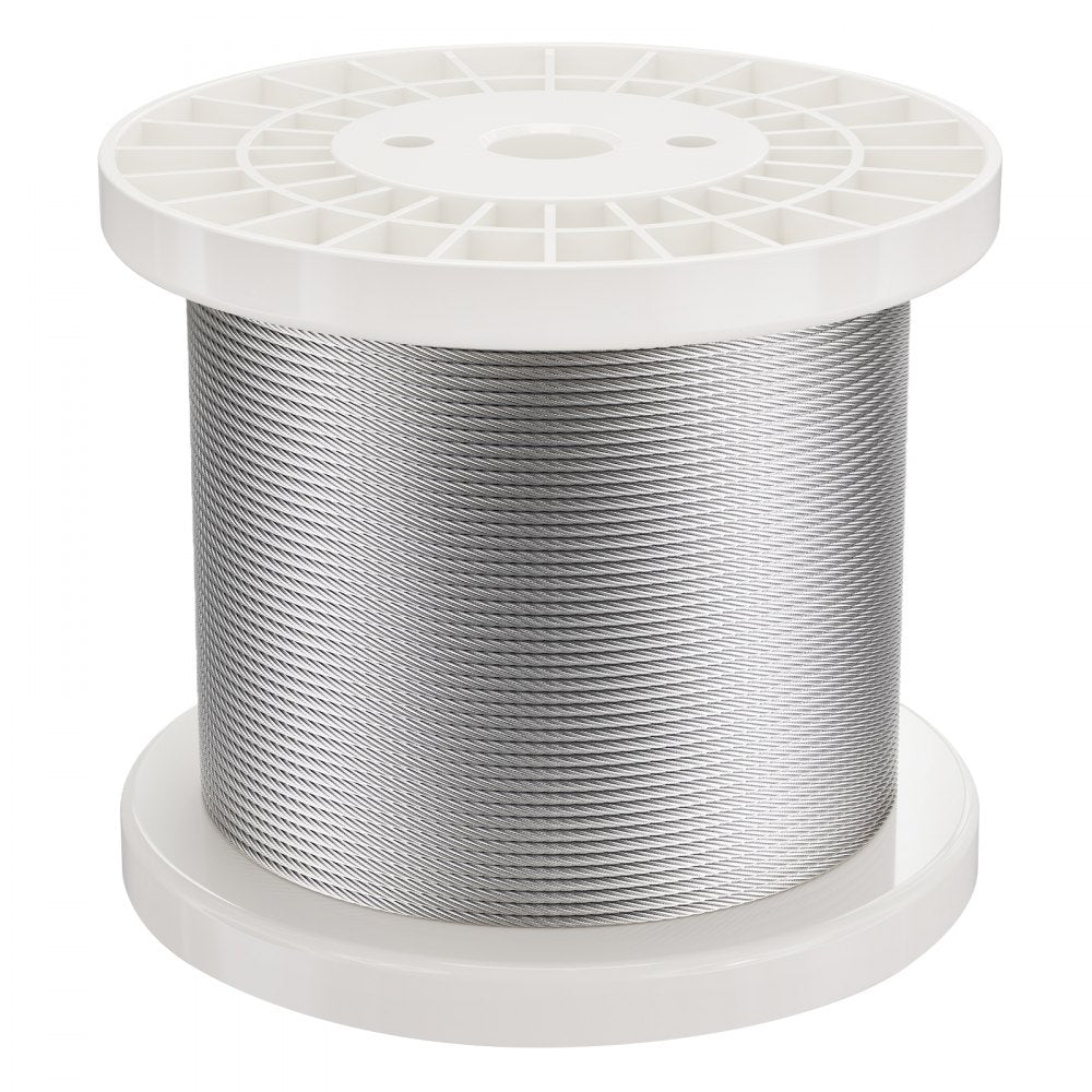 VEVOR Wire Rope Kit, 1/8" 600 ft 316 Stainless Steel Cable with Cutter and Gloves, 1600 lbs Breaking Strength, 7x7