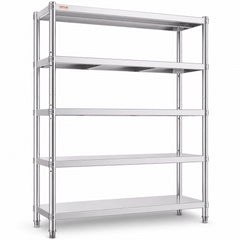 VEVOR Stainless Steel Shelves 48x18.5 Inch 5 Tier Adjustable Shelf Storage Unit Stainless Steel Rack Shelving Heavy